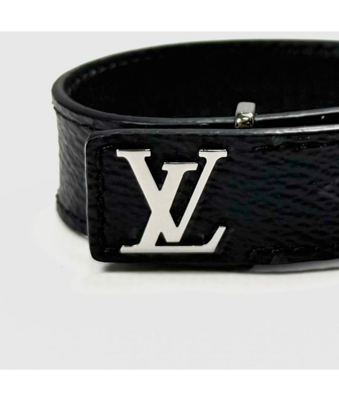 LOUIS VUITTON Черный кожаный браслет, фото 4
