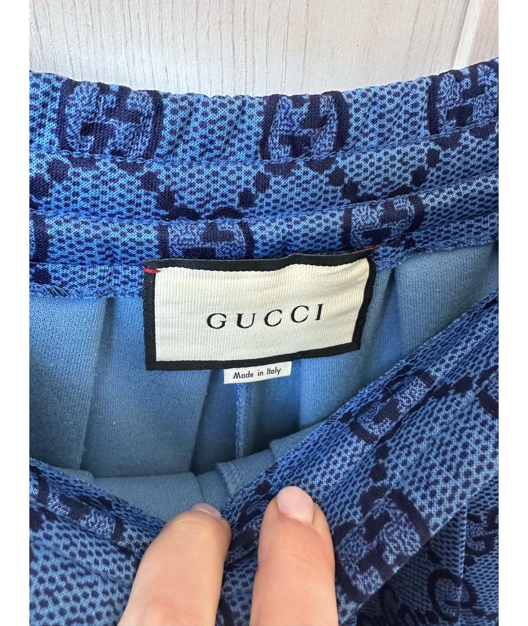 GUCCI Синяя полиэстеровая юбка мини, фото 3
