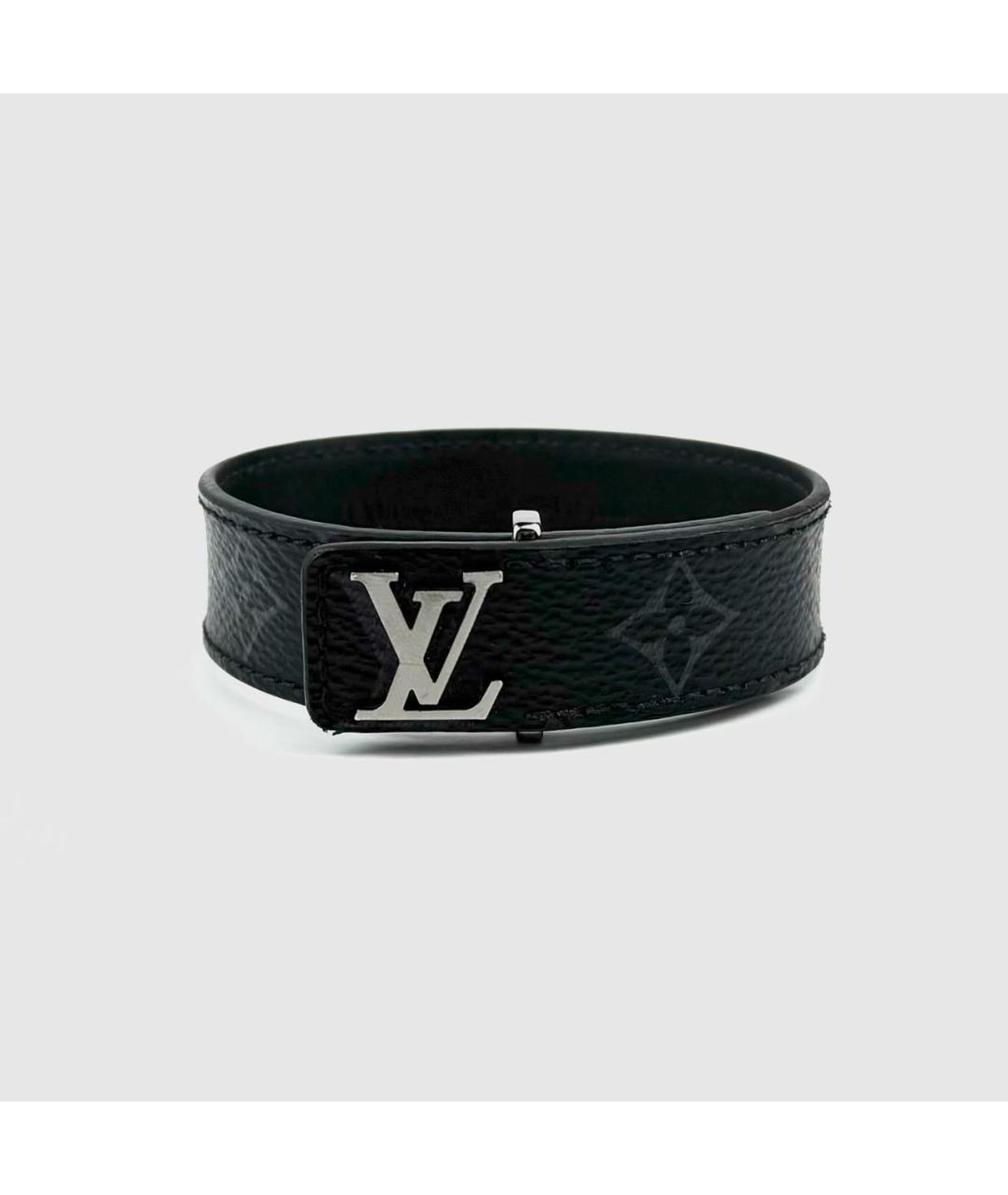 LOUIS VUITTON Черный кожаный браслет, фото 7