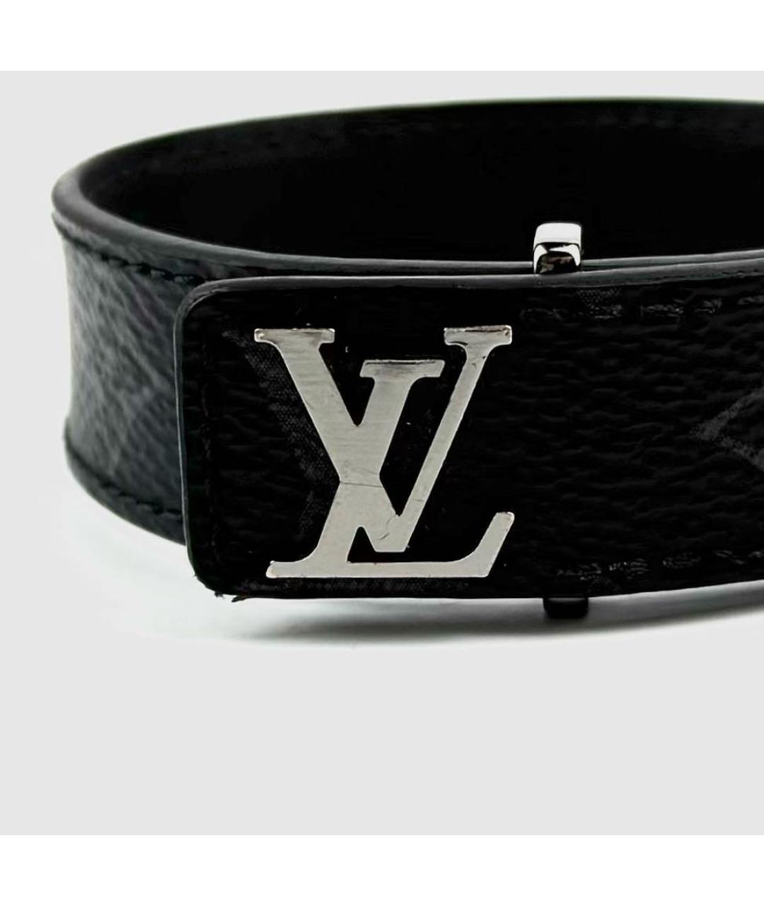 LOUIS VUITTON Черный кожаный браслет, фото 4
