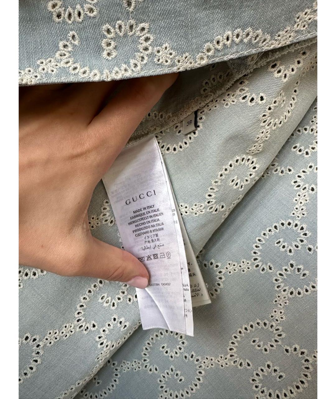 GUCCI Голубое хлопковое повседневное платье, фото 3