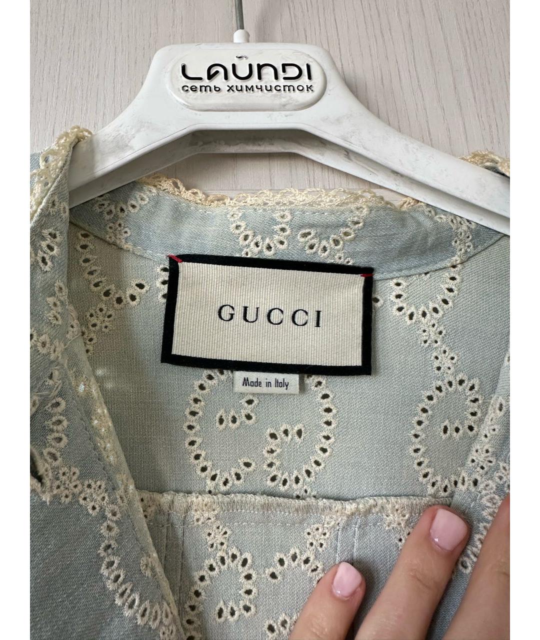 GUCCI Голубое хлопковое повседневное платье, фото 2