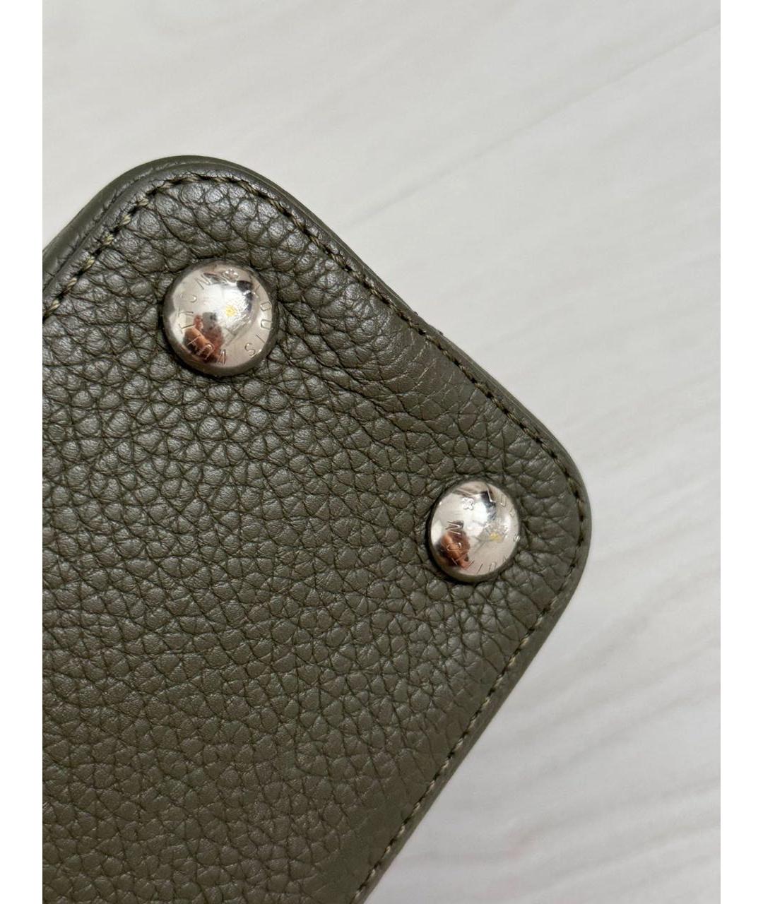 LOUIS VUITTON Хаки кожаная сумка с короткими ручками, фото 7