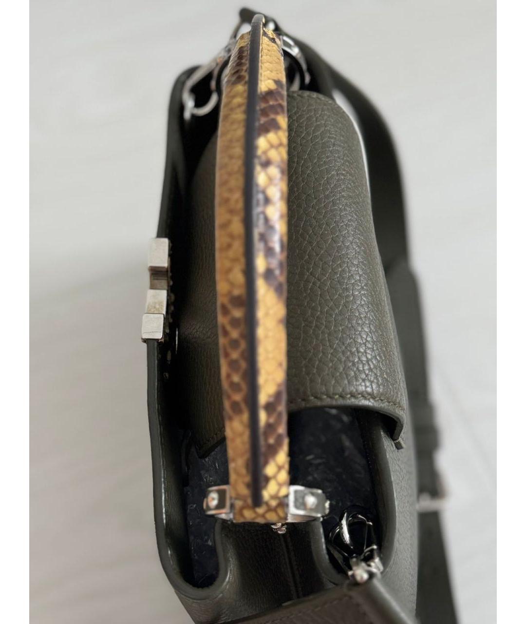 LOUIS VUITTON Хаки кожаная сумка с короткими ручками, фото 3