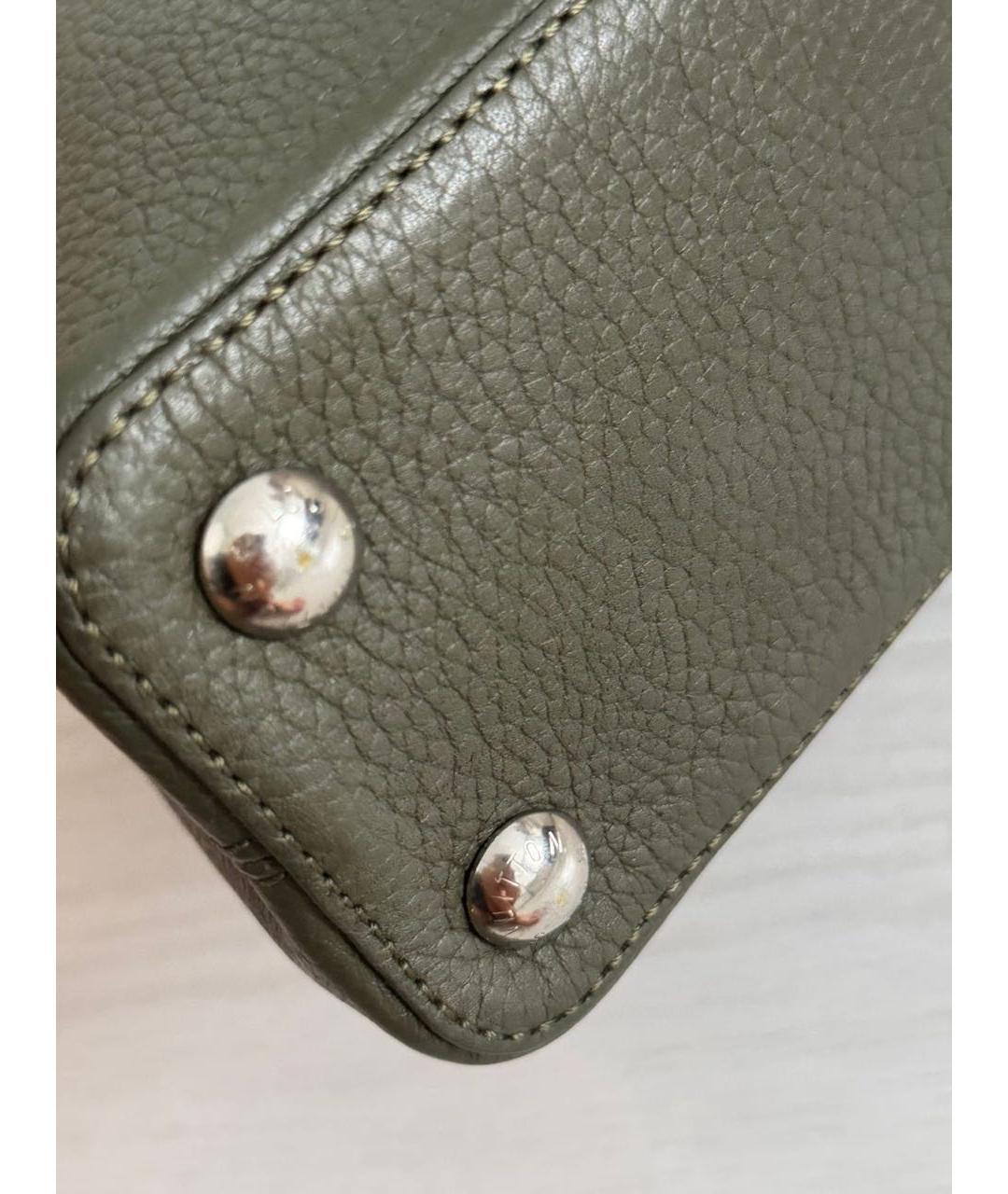 LOUIS VUITTON Хаки кожаная сумка с короткими ручками, фото 8