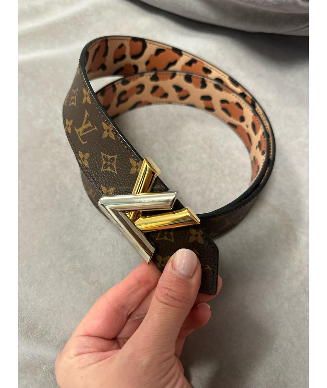 LOUIS VUITTON Коричневый кожаный ремень, фото 2