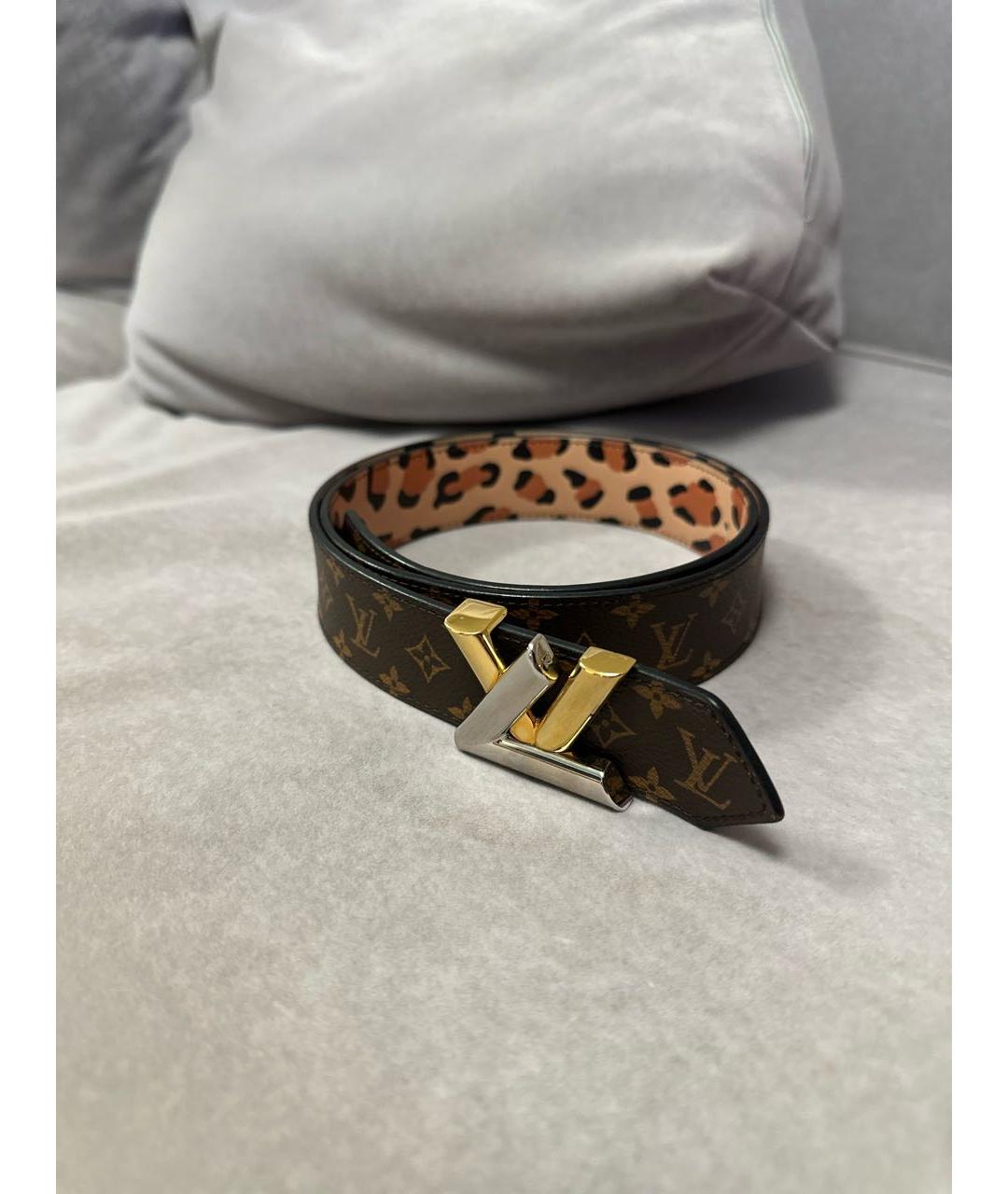 LOUIS VUITTON Коричневый кожаный ремень, фото 4
