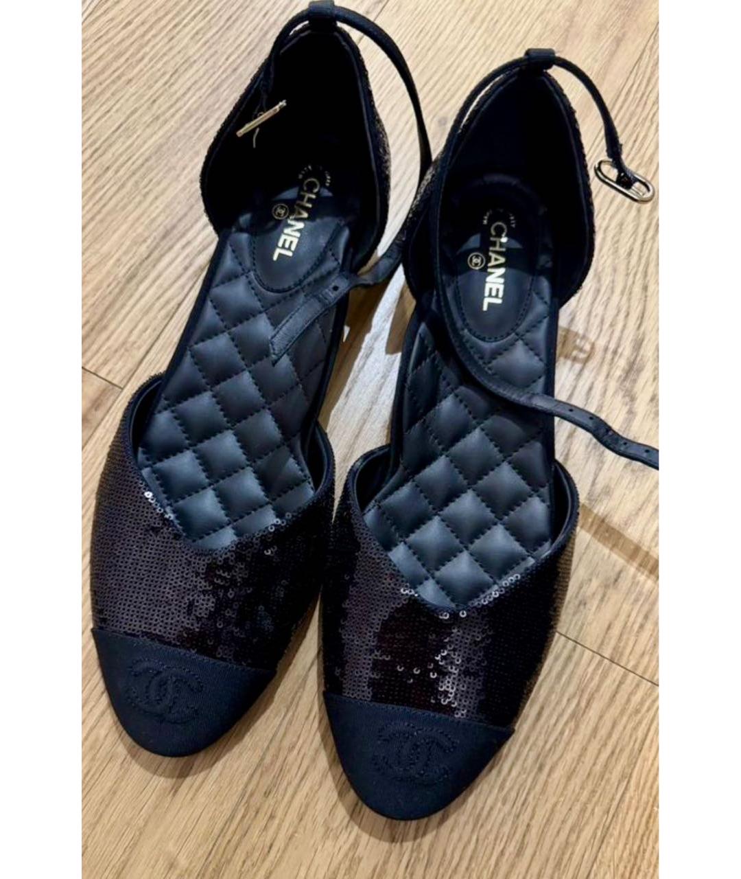 CHANEL Черные кожаные балетки, фото 5