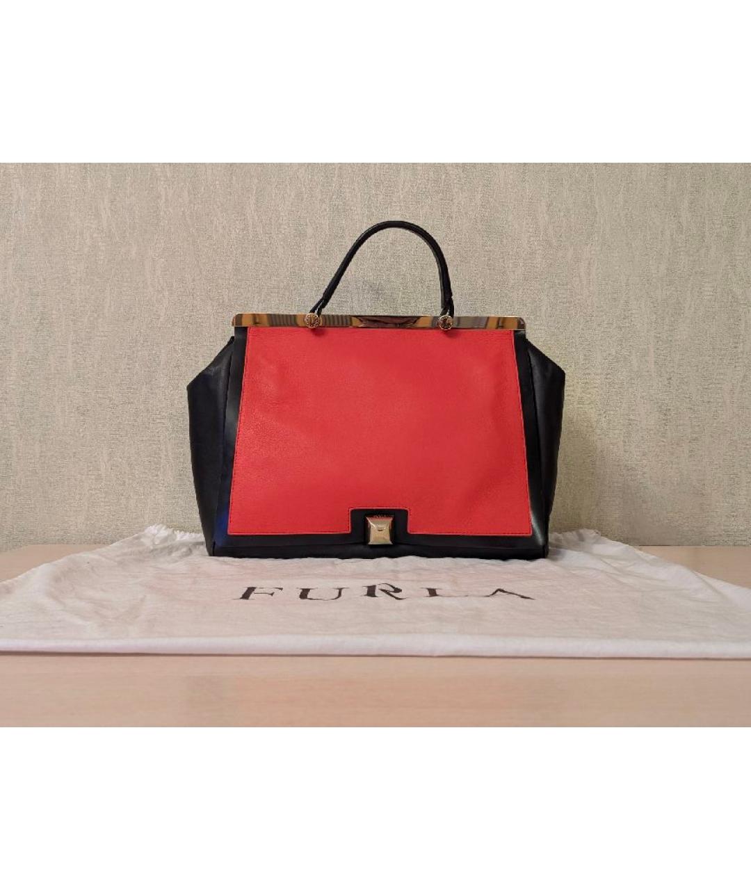 FURLA Черная кожаная сумка с короткими ручками, фото 7