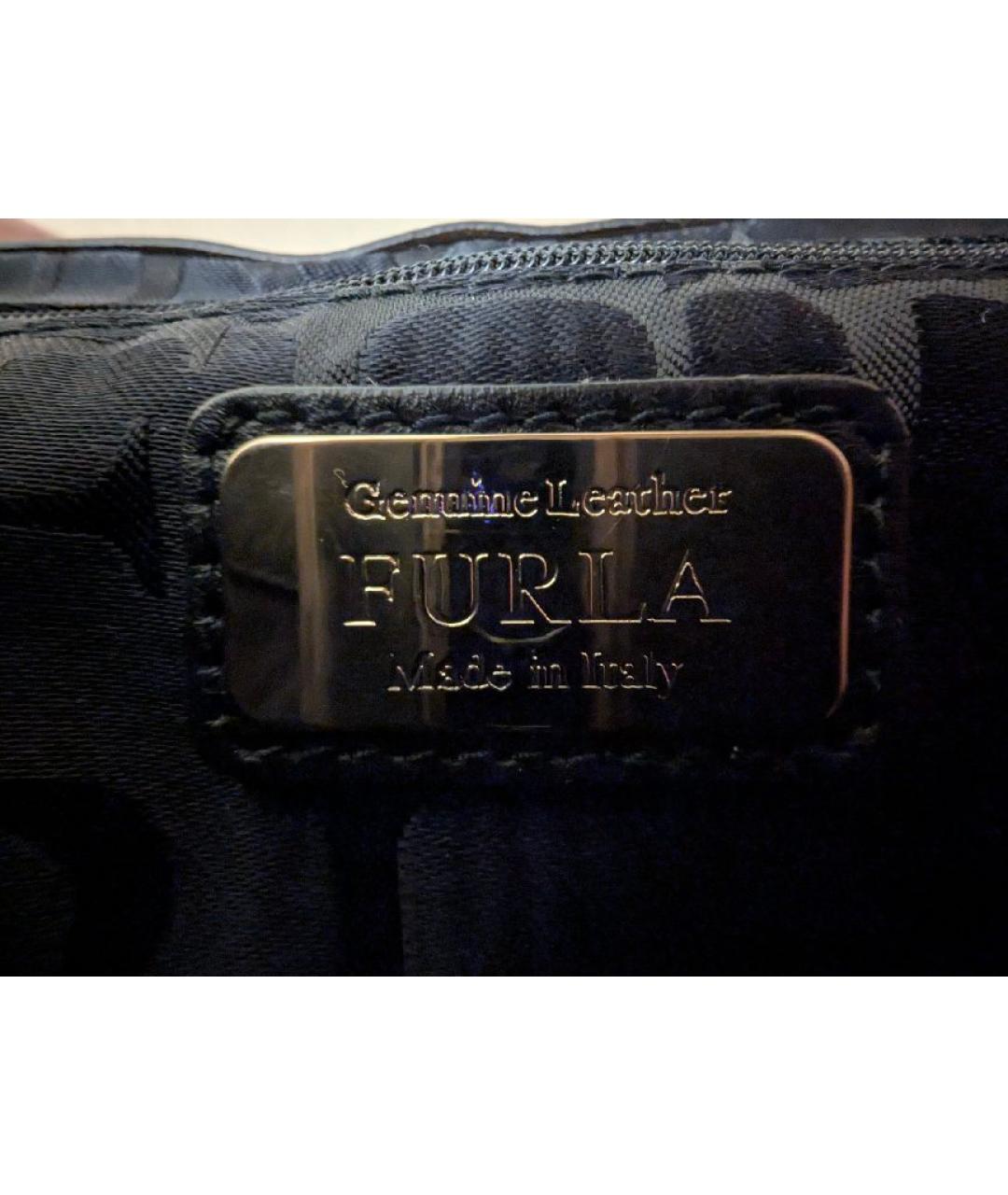 FURLA Черная кожаная сумка с короткими ручками, фото 6
