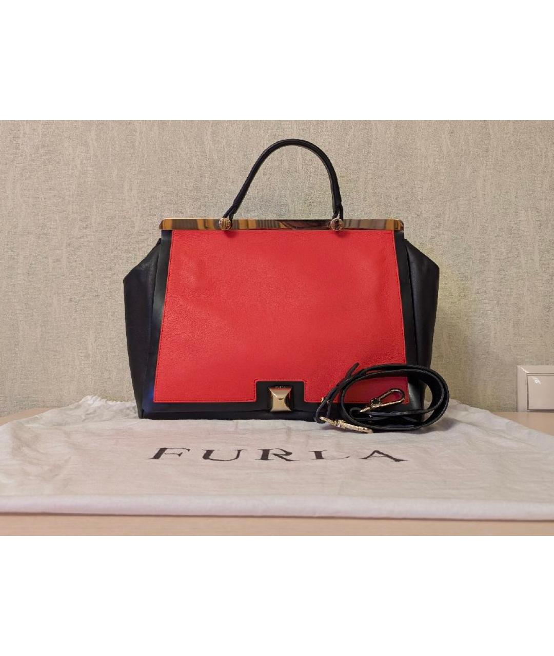 FURLA Черная кожаная сумка с короткими ручками, фото 2