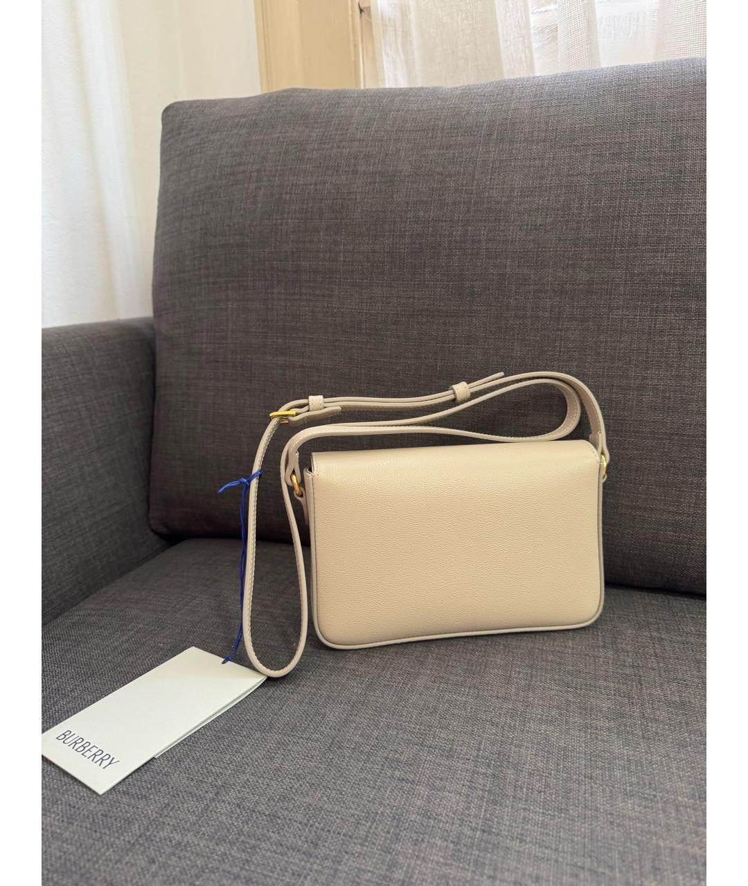 BURBERRY Бежевая кожаная сумка через плечо, фото 3