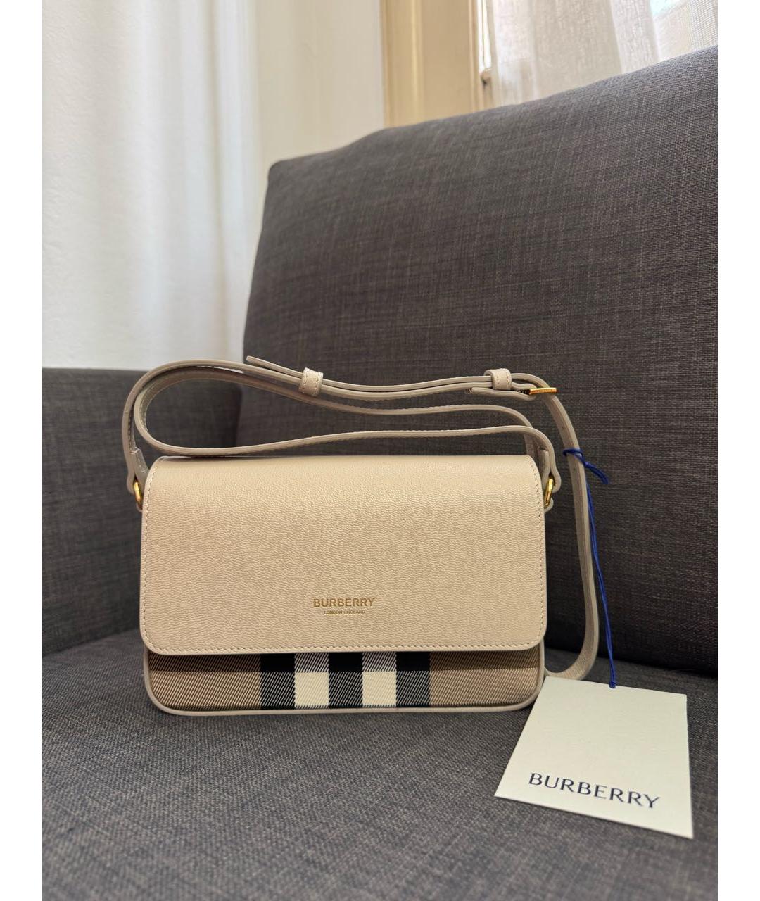 BURBERRY Бежевая кожаная сумка через плечо, фото 2