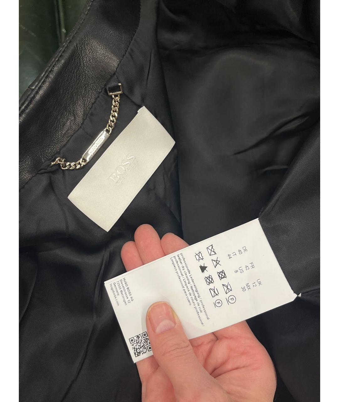 HUGO BOSS Черная кожаная куртка, фото 4