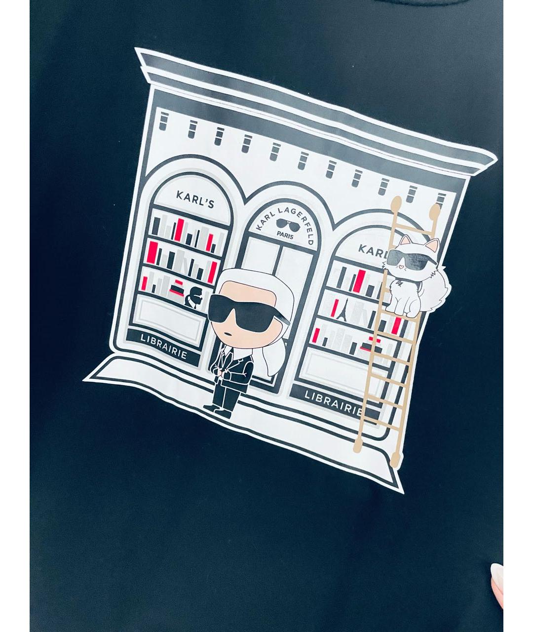 KARL LAGERFELD Черная хлопко-эластановая футболка, фото 2