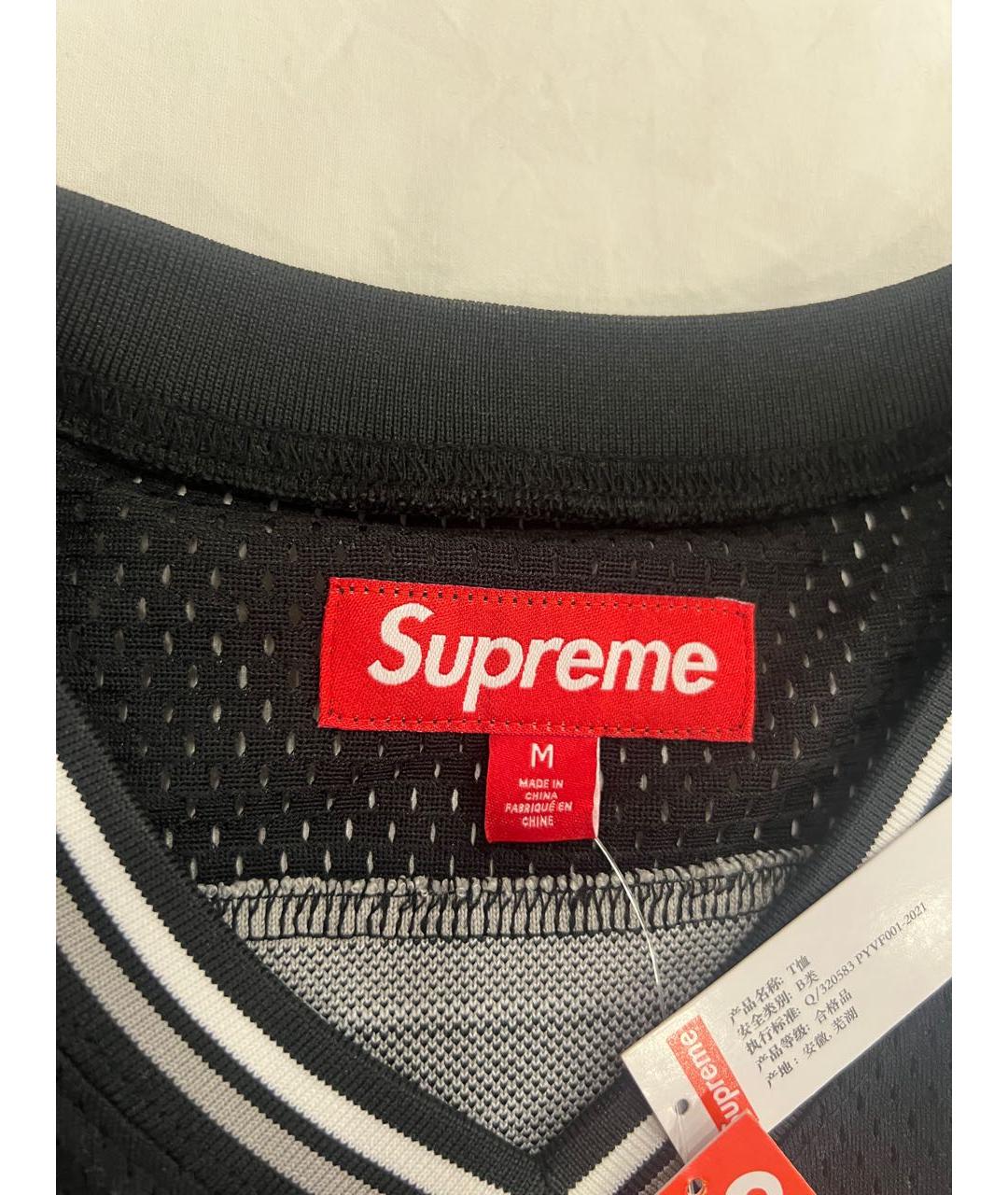 SUPREME Черная синтетическая футболка, фото 4