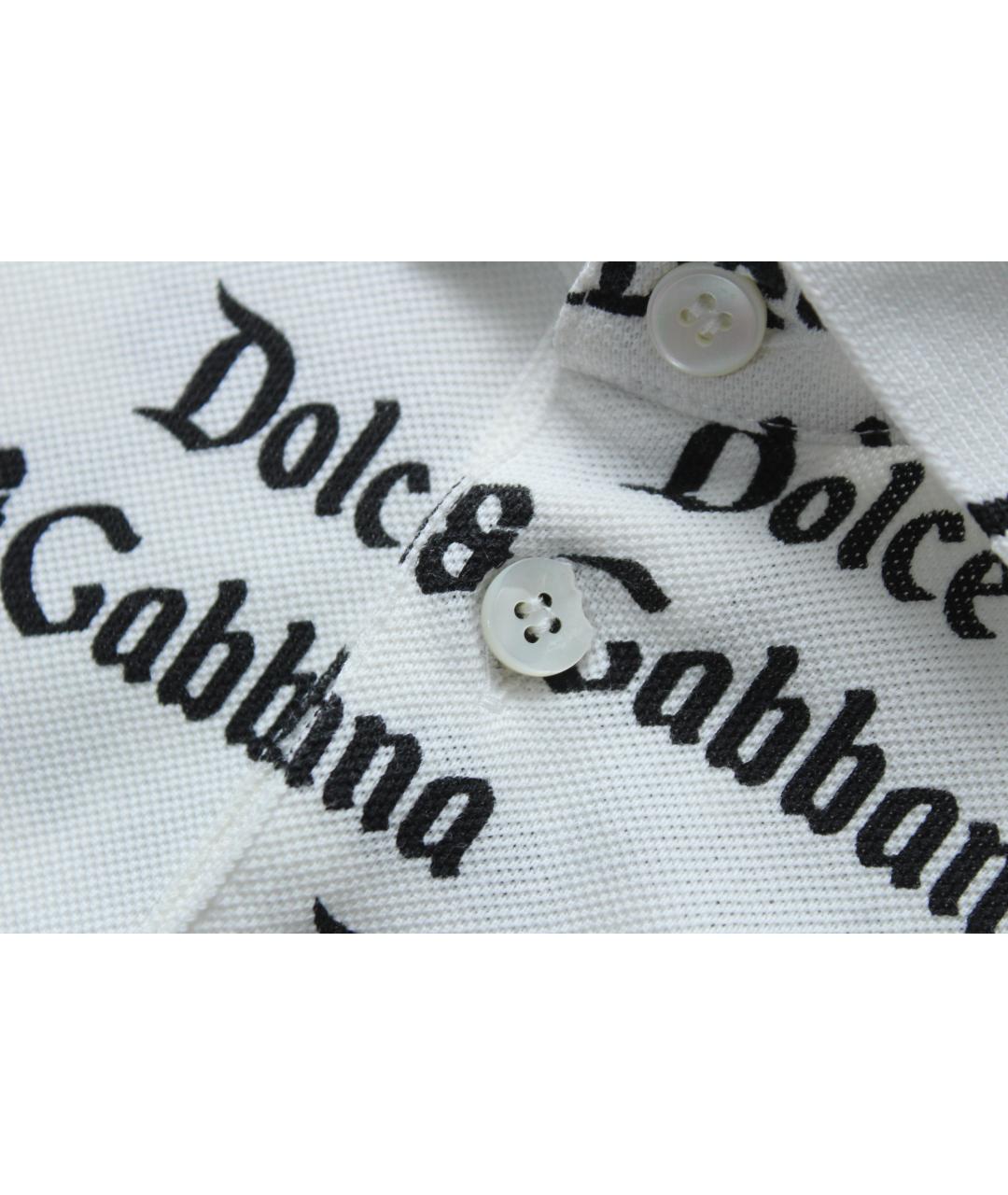 DOLCE&GABBANA Белое хлопковое поло с коротким рукавом, фото 7