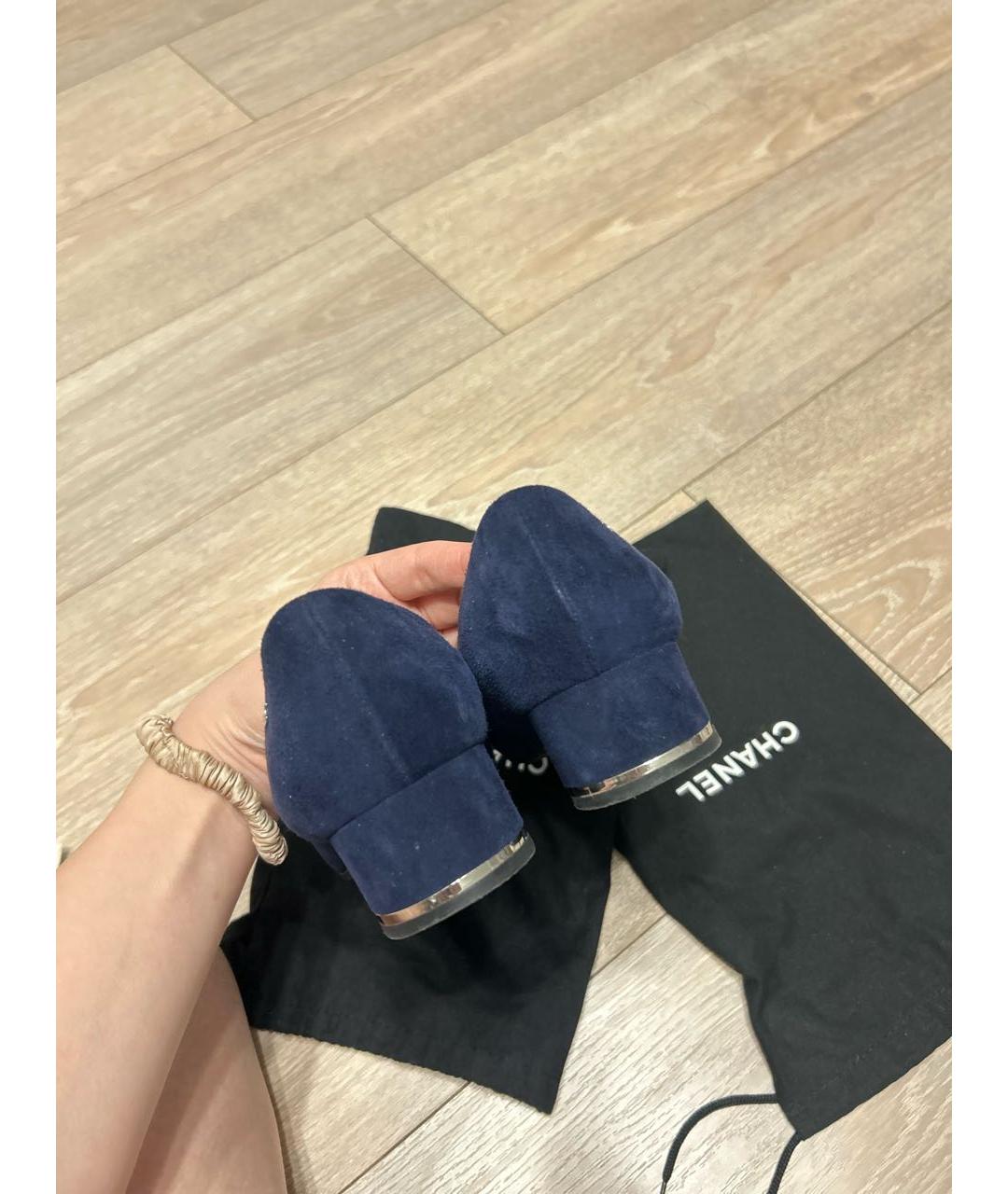 CHANEL Темно-синие замшевые туфли, фото 4