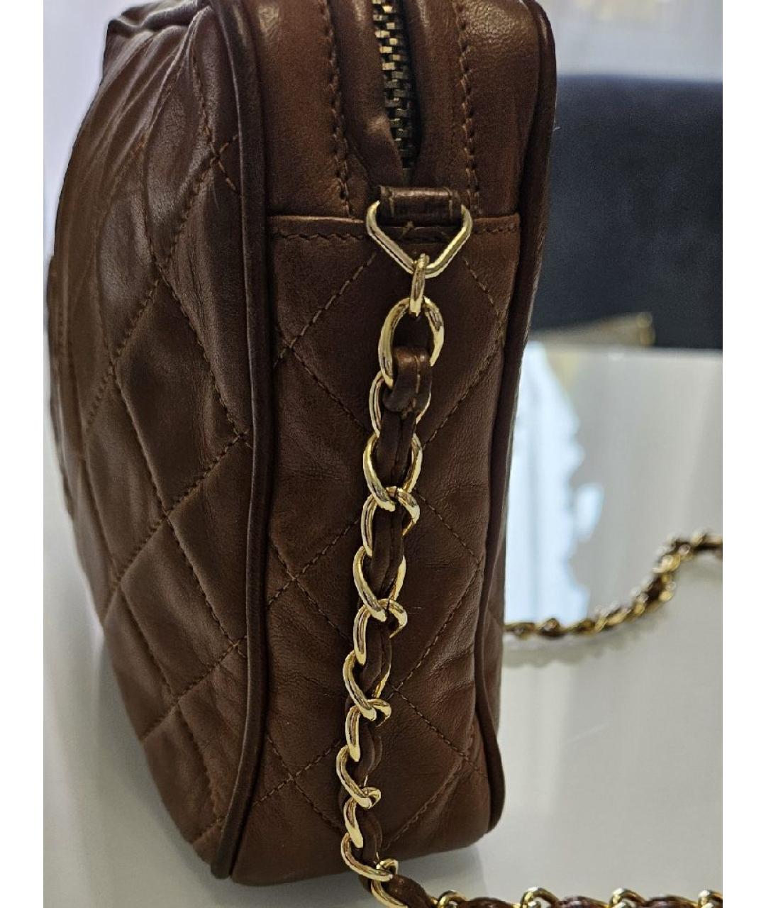 CHANEL Коричневая кожаная сумка через плечо, фото 3