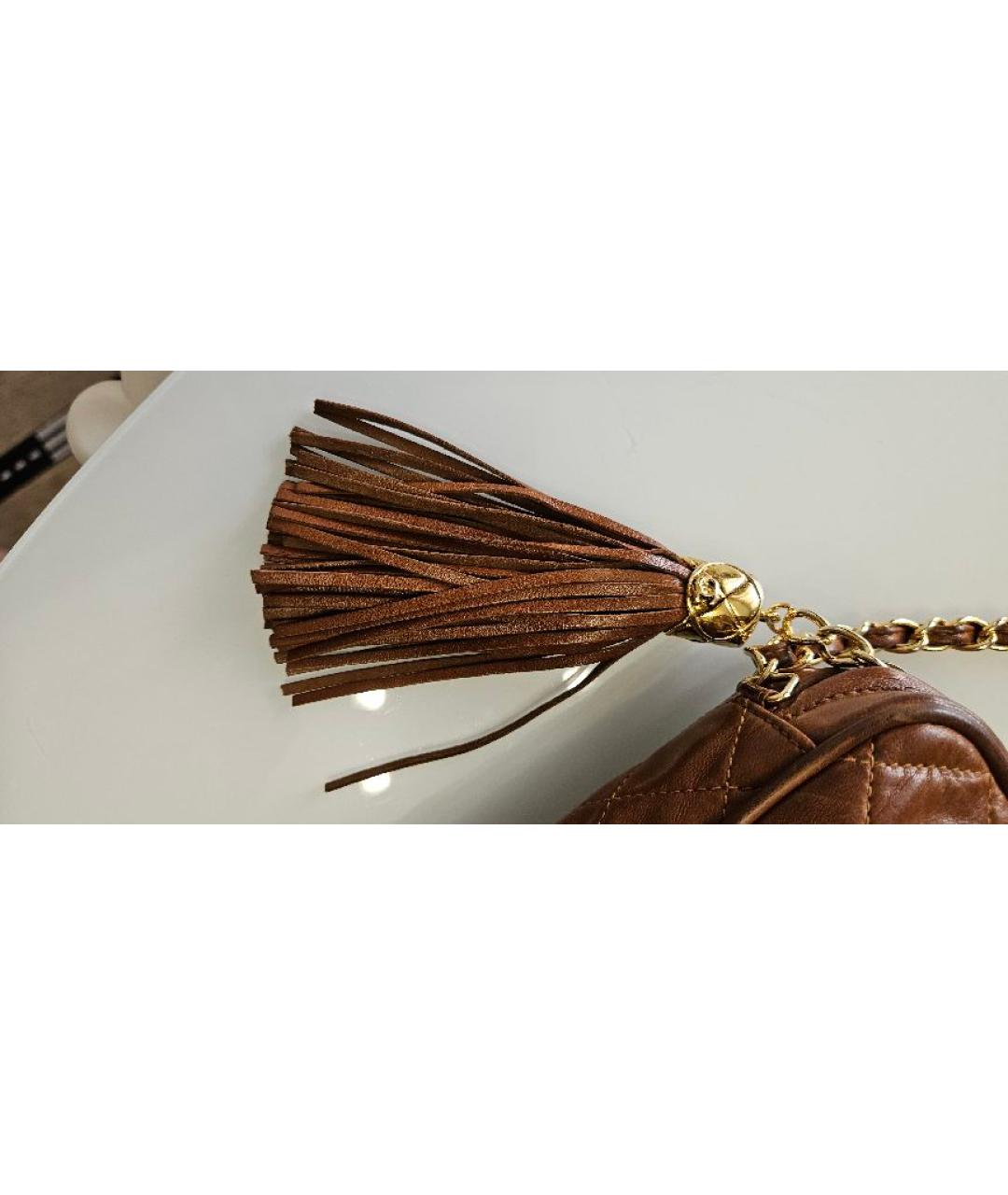 CHANEL Коричневая кожаная сумка через плечо, фото 7