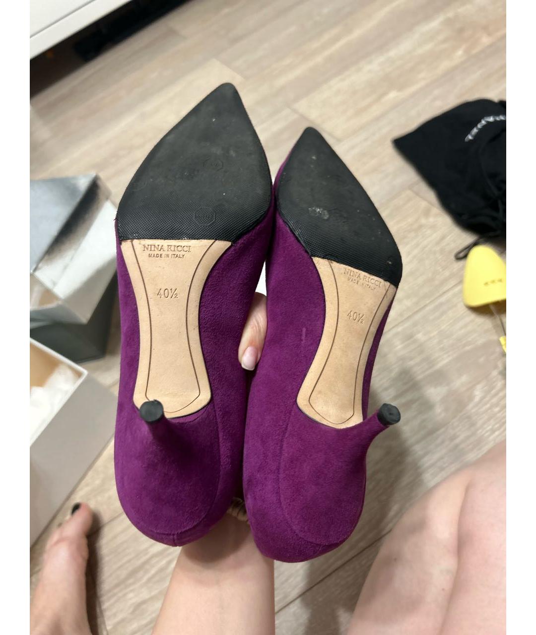 NINA RICCI Фиолетовые замшевые туфли, фото 5
