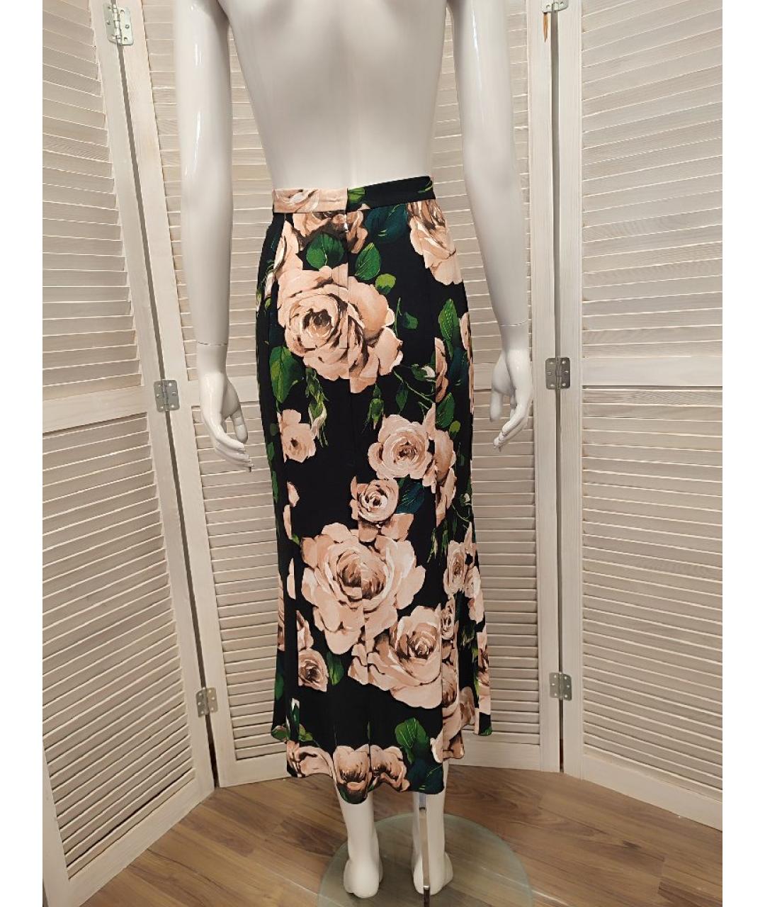 DOLCE&GABBANA Черная вискозная юбка миди, фото 2
