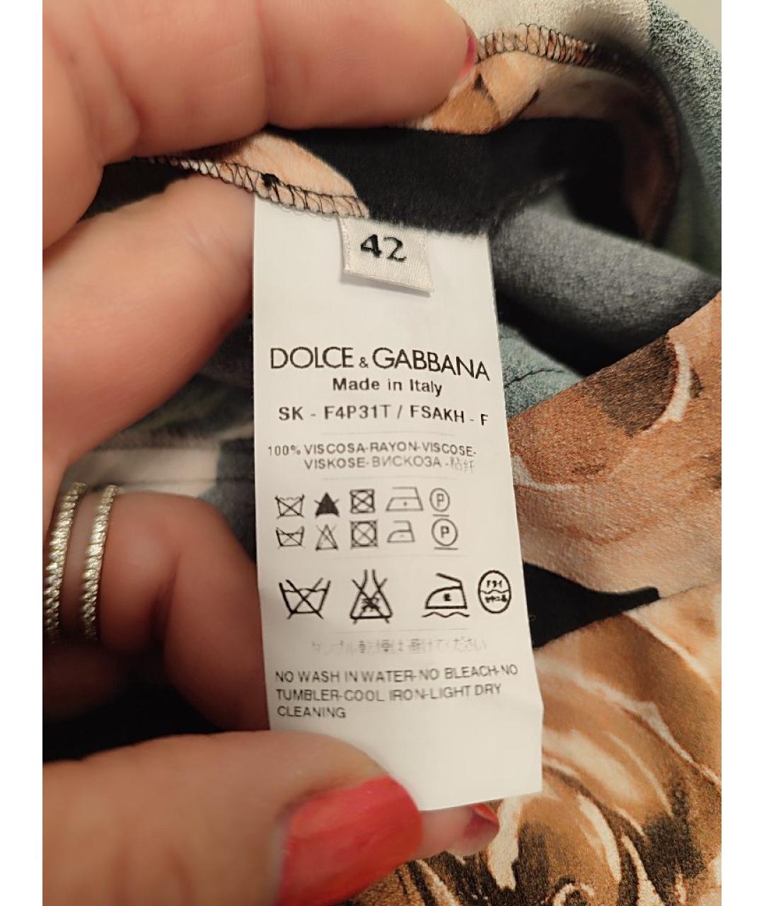 DOLCE&GABBANA Черная вискозная юбка миди, фото 6