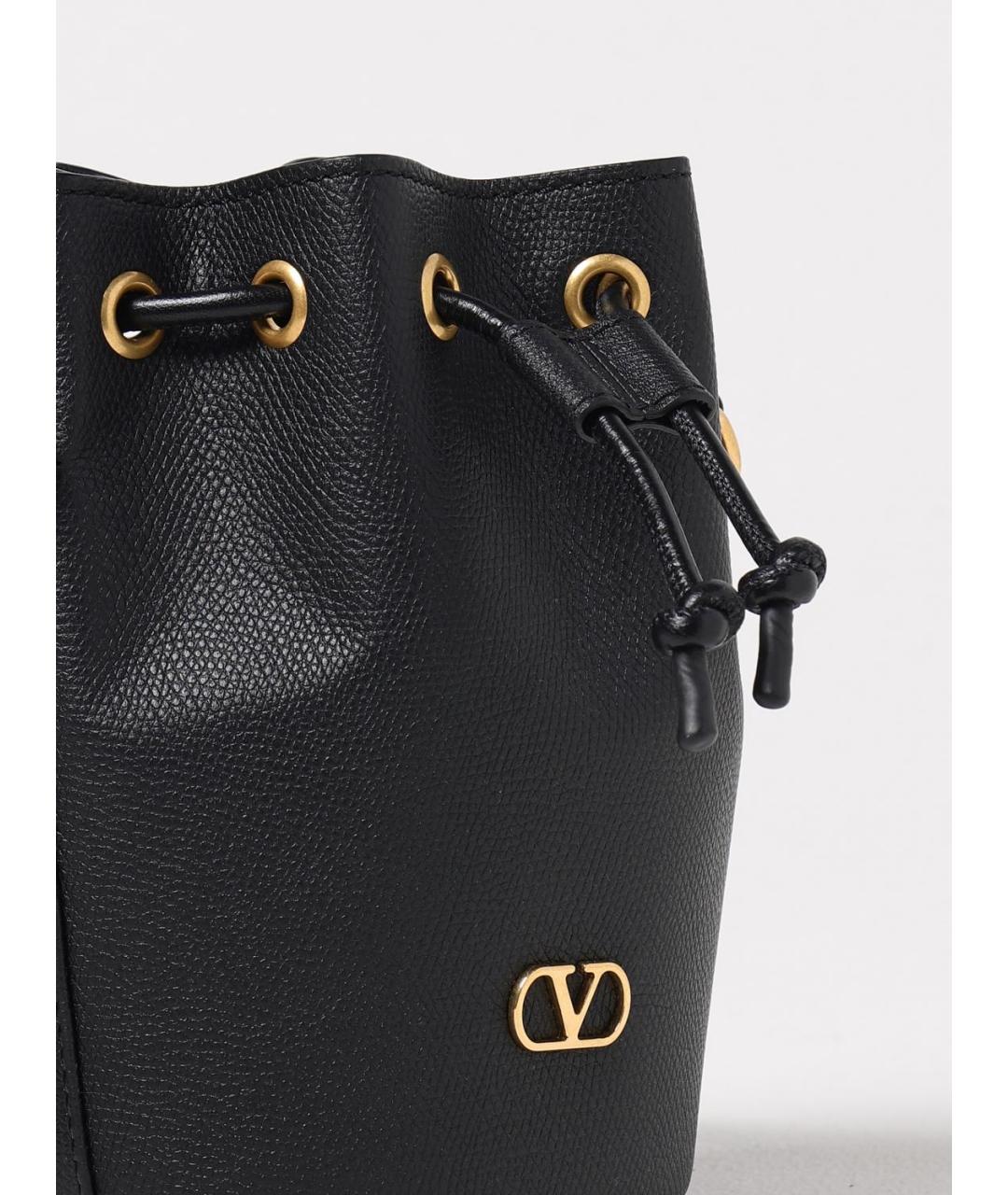 VALENTINO Черная кожаная сумка тоут, фото 4