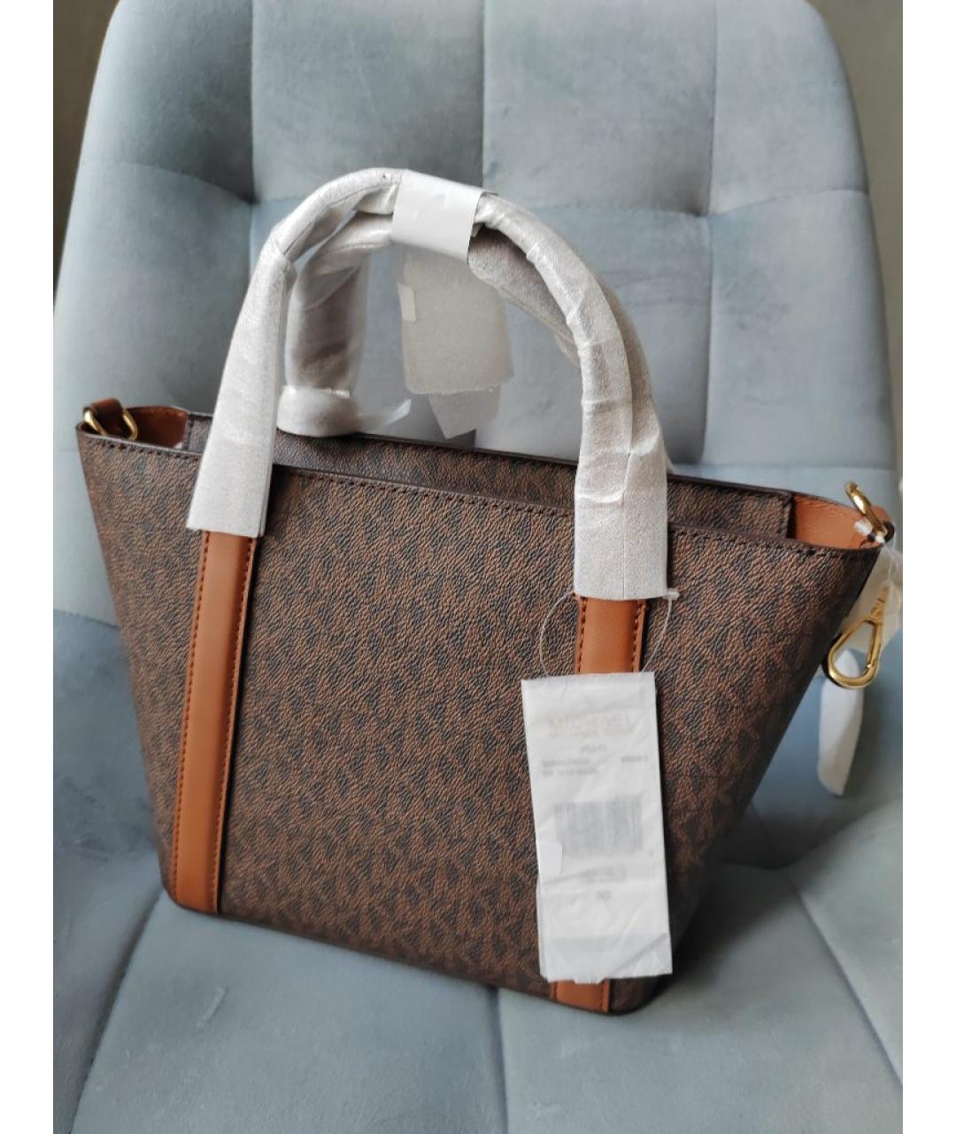 MICHAEL KORS Коричневая сумка с короткими ручками из искусственной кожи, фото 6
