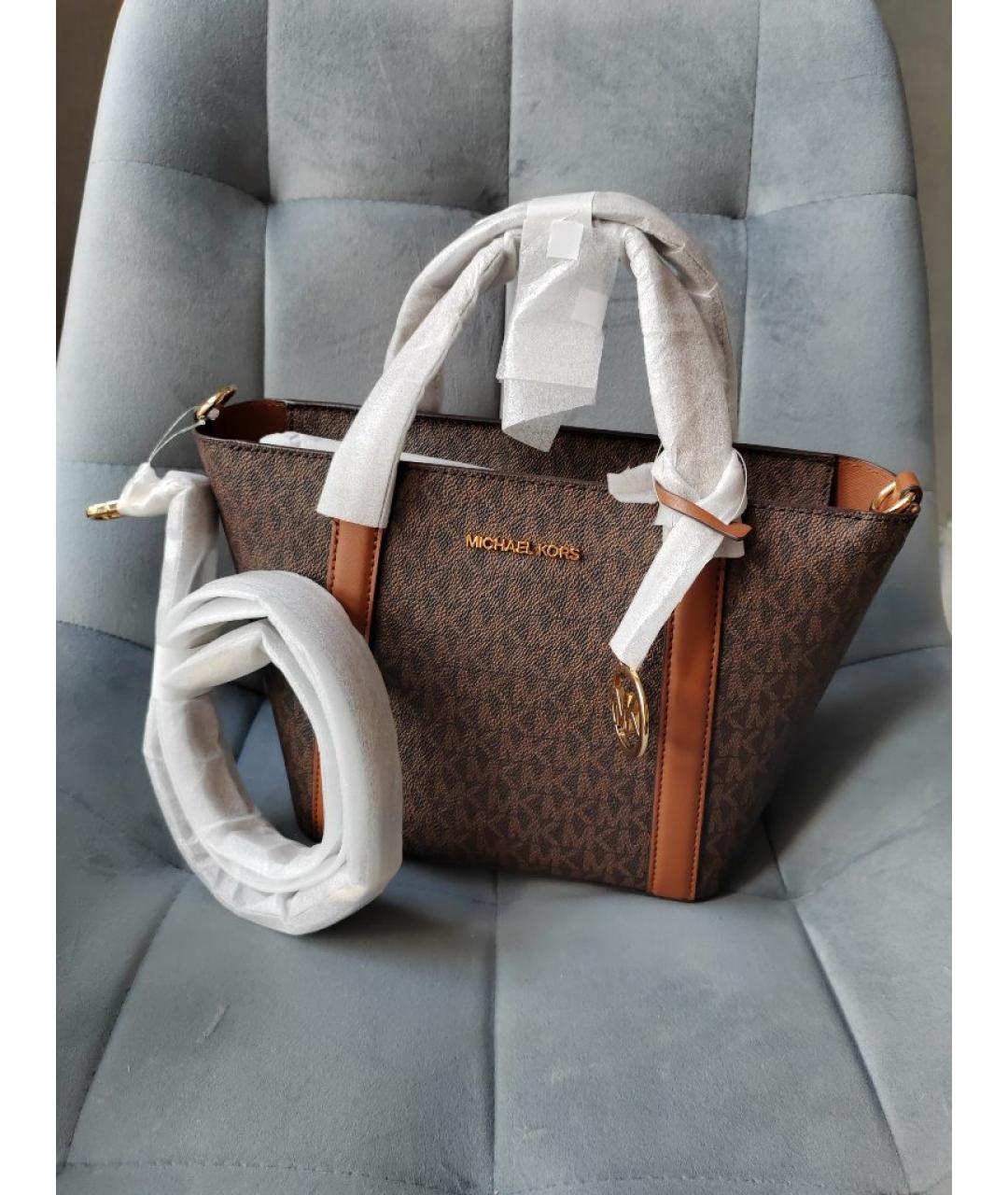 MICHAEL KORS Коричневая сумка с короткими ручками из искусственной кожи, фото 4