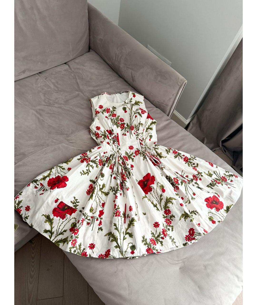 ALEXANDER MCQUEEN Белое хлопковое повседневное платье, фото 6