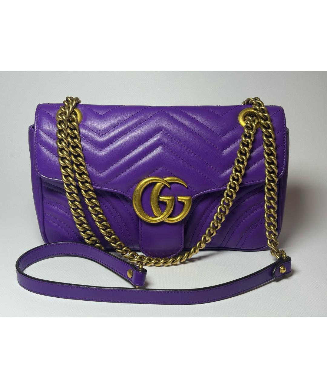 GUCCI Фиолетовая кожаная сумка через плечо, фото 8