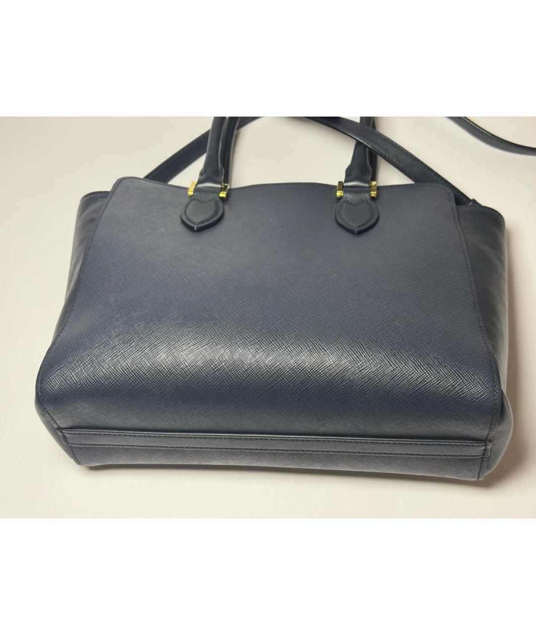PRADA Темно-синяя кожаная сумка с короткими ручками, фото 7