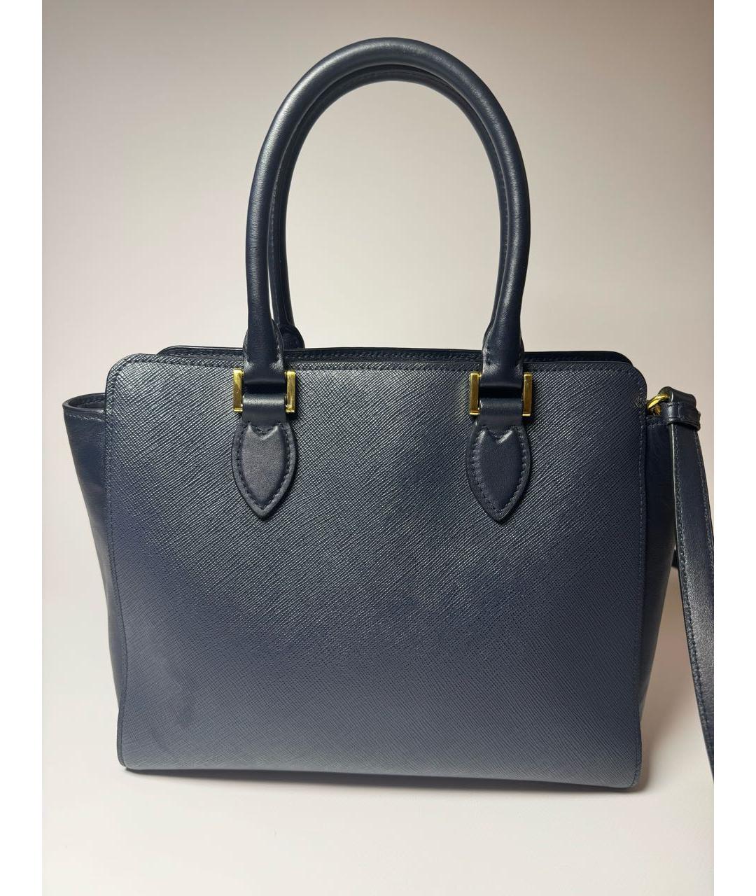 PRADA Темно-синяя кожаная сумка с короткими ручками, фото 3