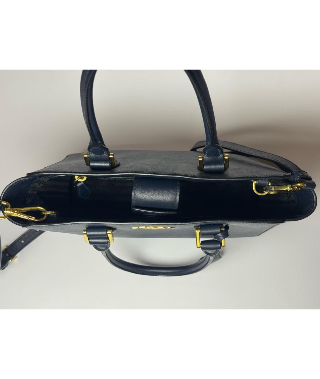 PRADA Темно-синяя кожаная сумка с короткими ручками, фото 8