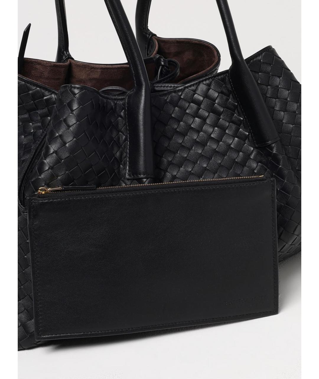BOTTEGA VENETA Черная кожаная сумка тоут, фото 3