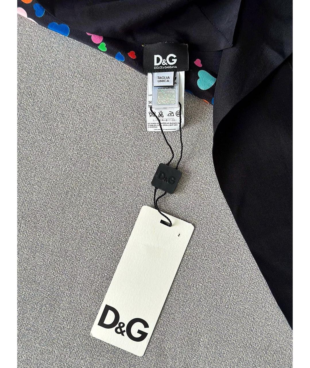 DOLCE&GABBANA Черный шелковый платок, фото 5