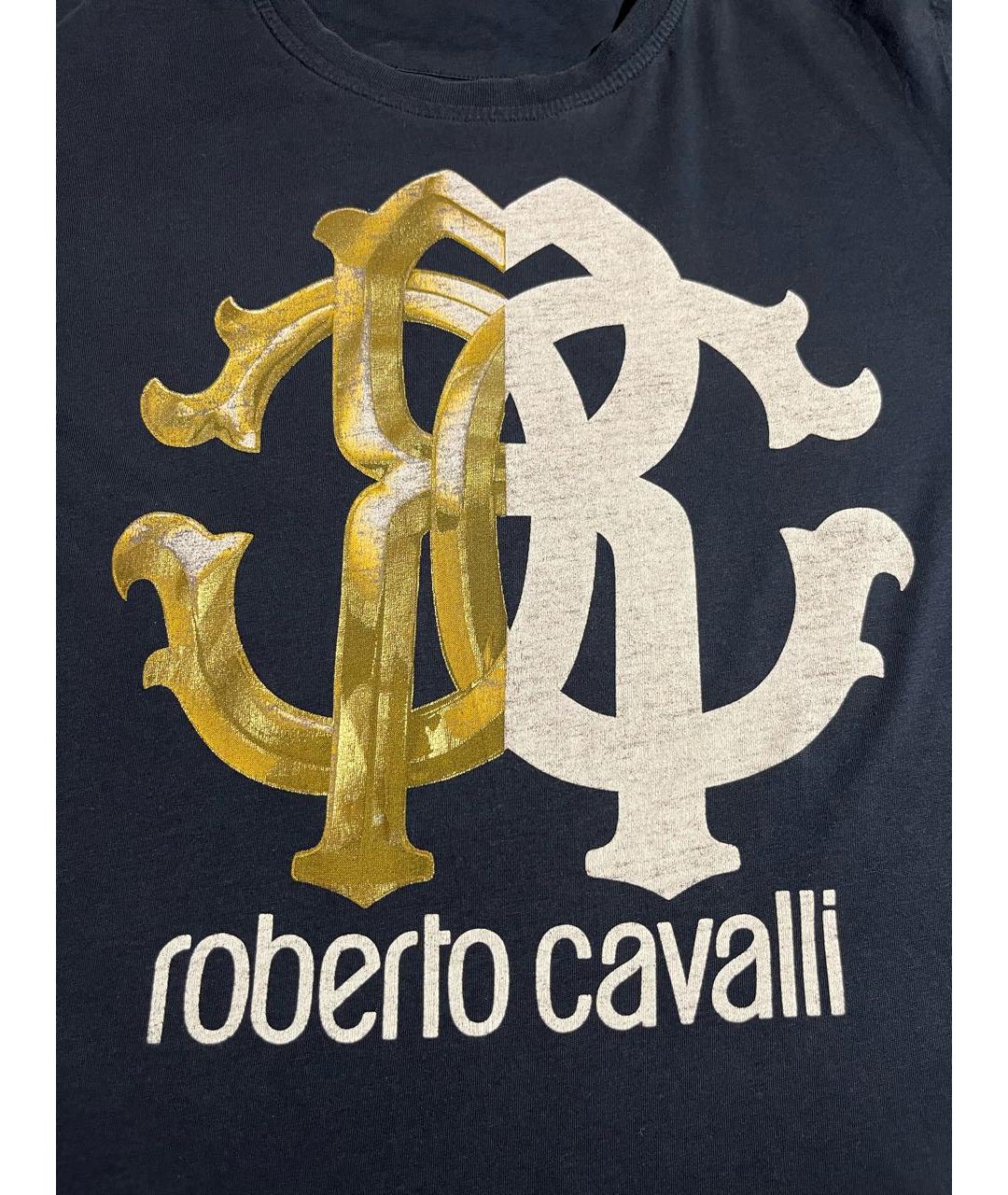 ROBERTO CAVALLI Синяя хлопковая футболка, фото 4