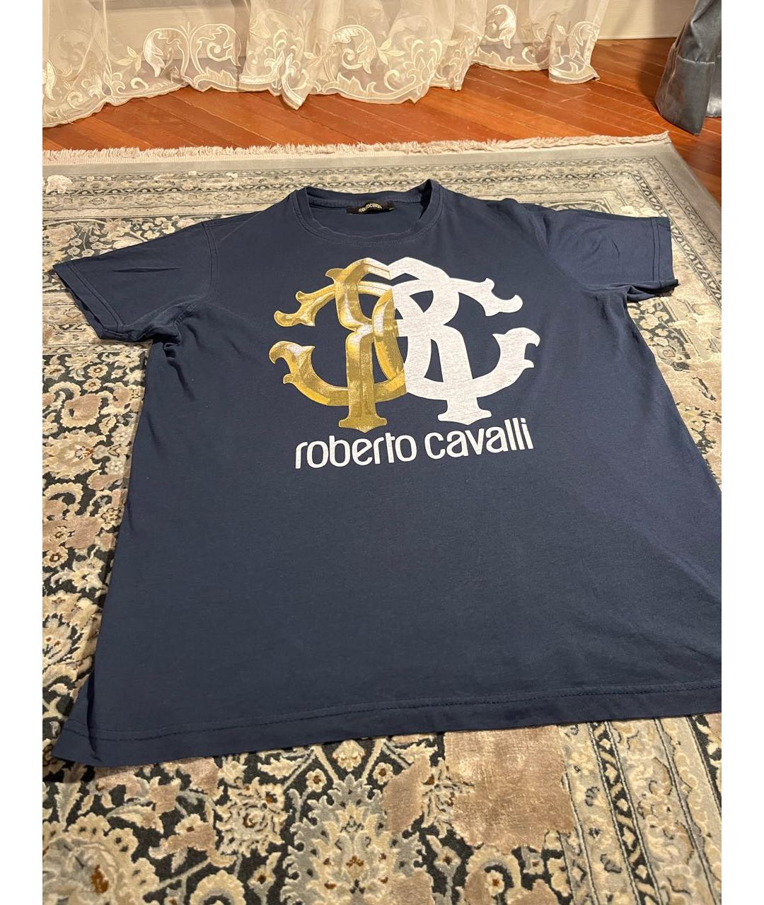 ROBERTO CAVALLI Синяя хлопковая футболка, фото 5