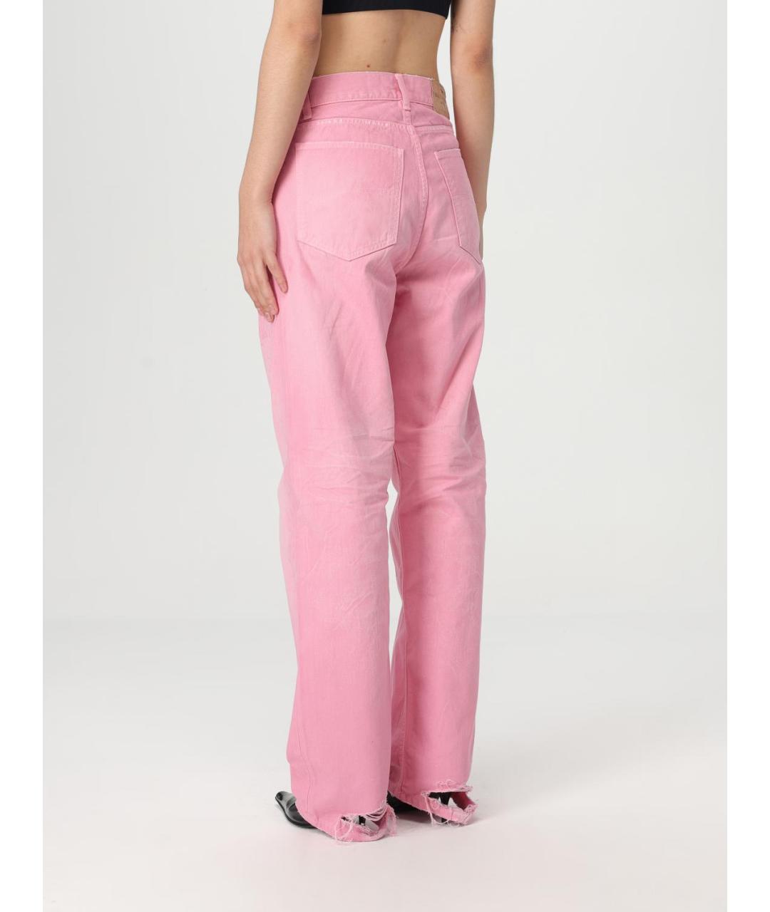 BALENCIAGA Розовые хлопковые прямые джинсы, фото 2