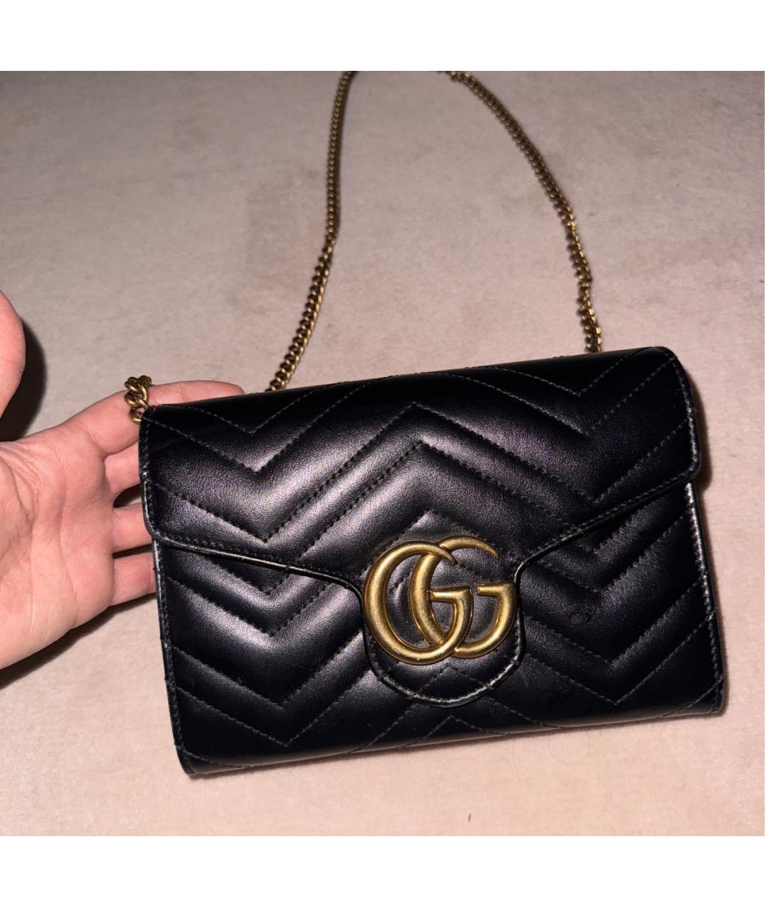 GUCCI Черная кожаная сумка через плечо, фото 2