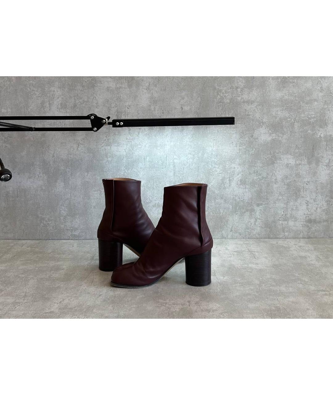 MAISON MARGIELA Бордовые кожаные полусапоги, фото 4