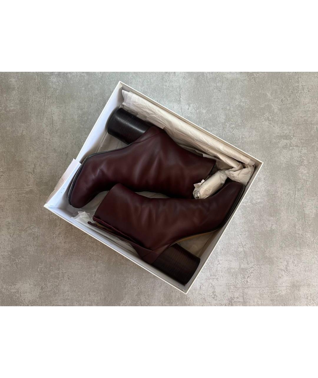 MAISON MARGIELA Бордовые кожаные полусапоги, фото 7