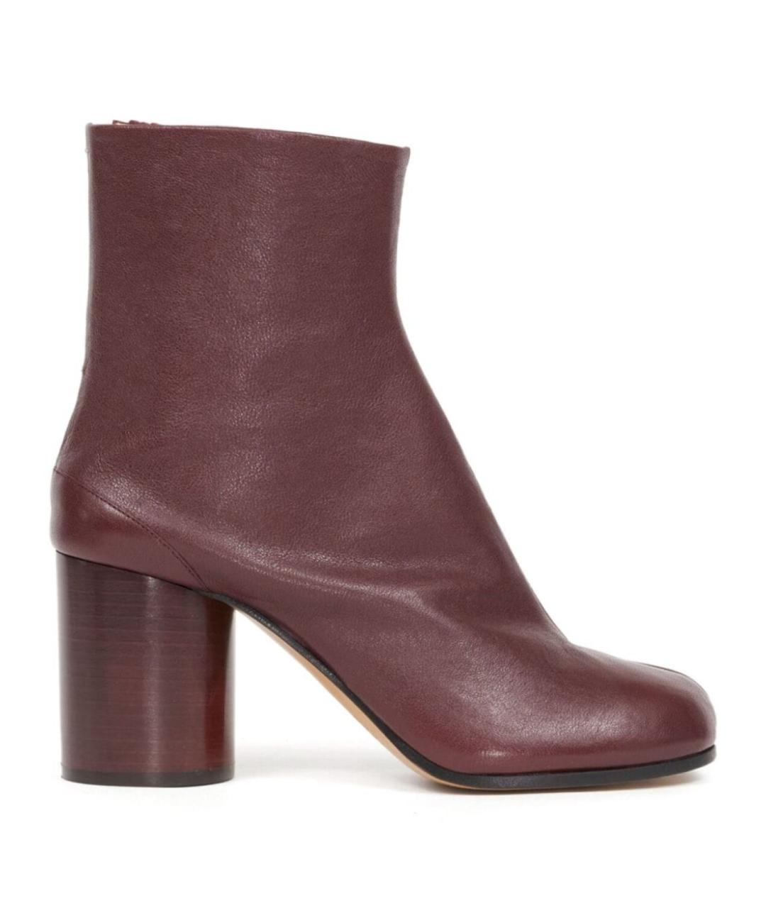 MAISON MARGIELA Бордовые кожаные полусапоги, фото 1