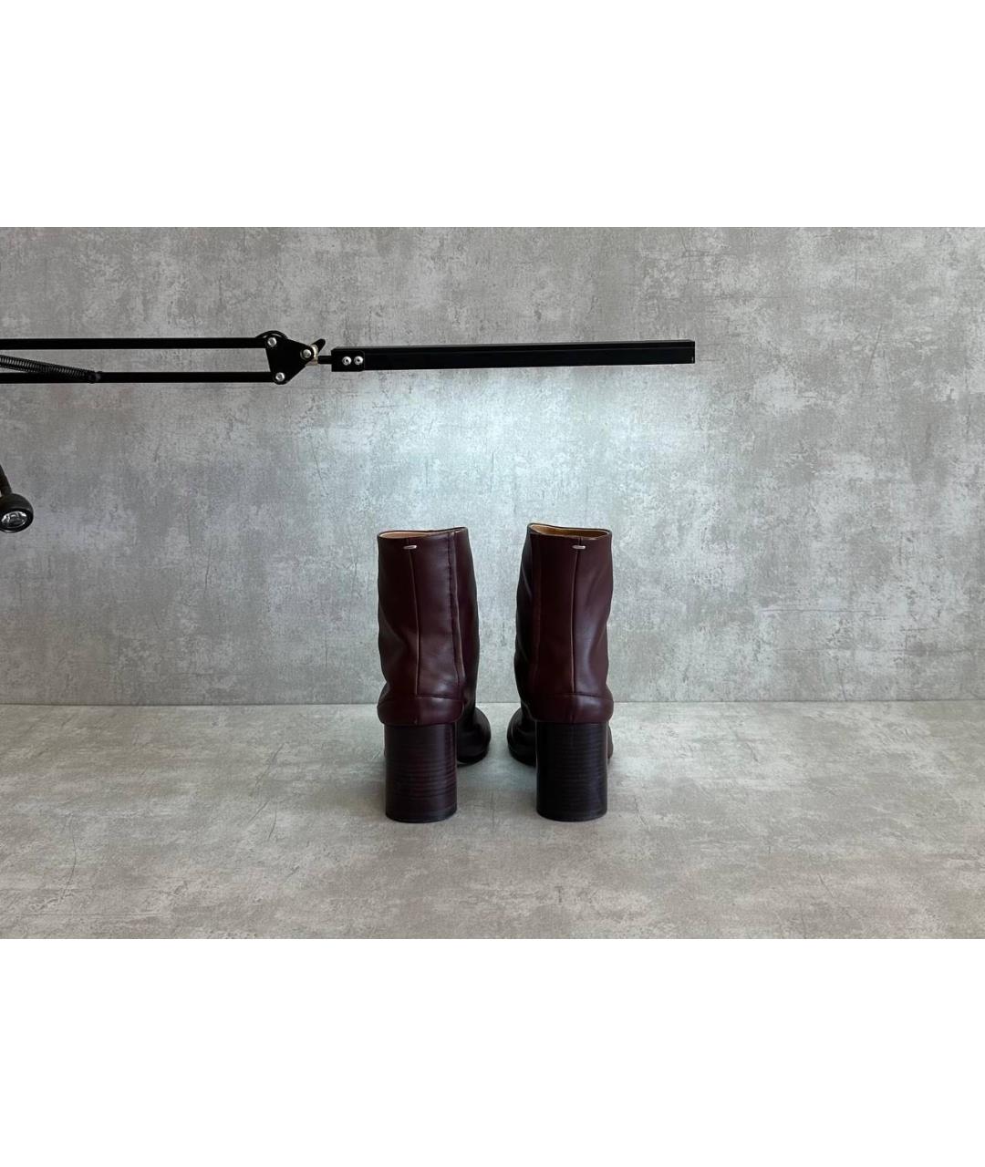 MAISON MARGIELA Бордовые кожаные полусапоги, фото 5