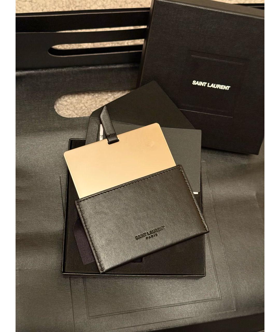 SAINT LAURENT Черный кожаный кардхолдер, фото 2