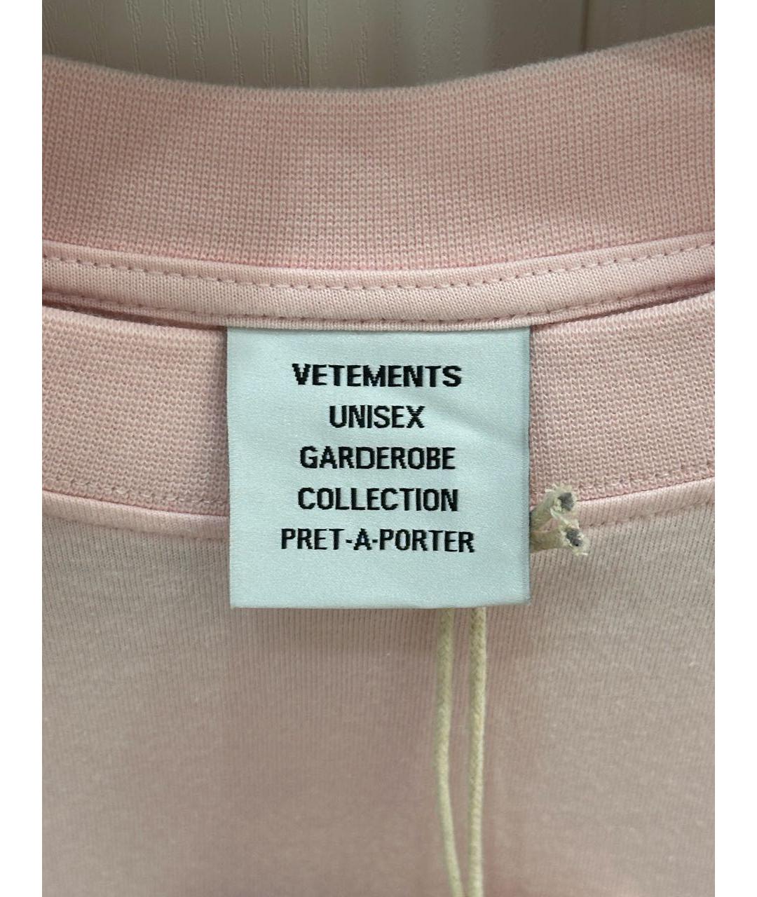 VETEMENTS Розовая хлопковая футболка, фото 5