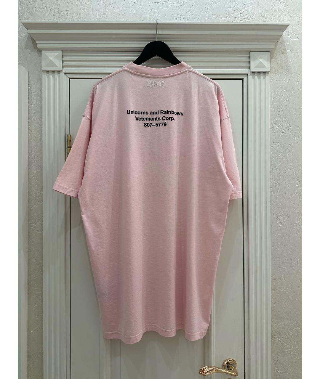 VETEMENTS Розовая хлопковая футболка, фото 2