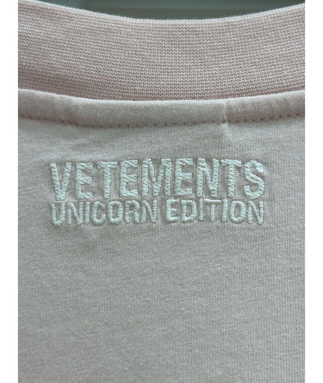 VETEMENTS Розовая хлопковая футболка, фото 3