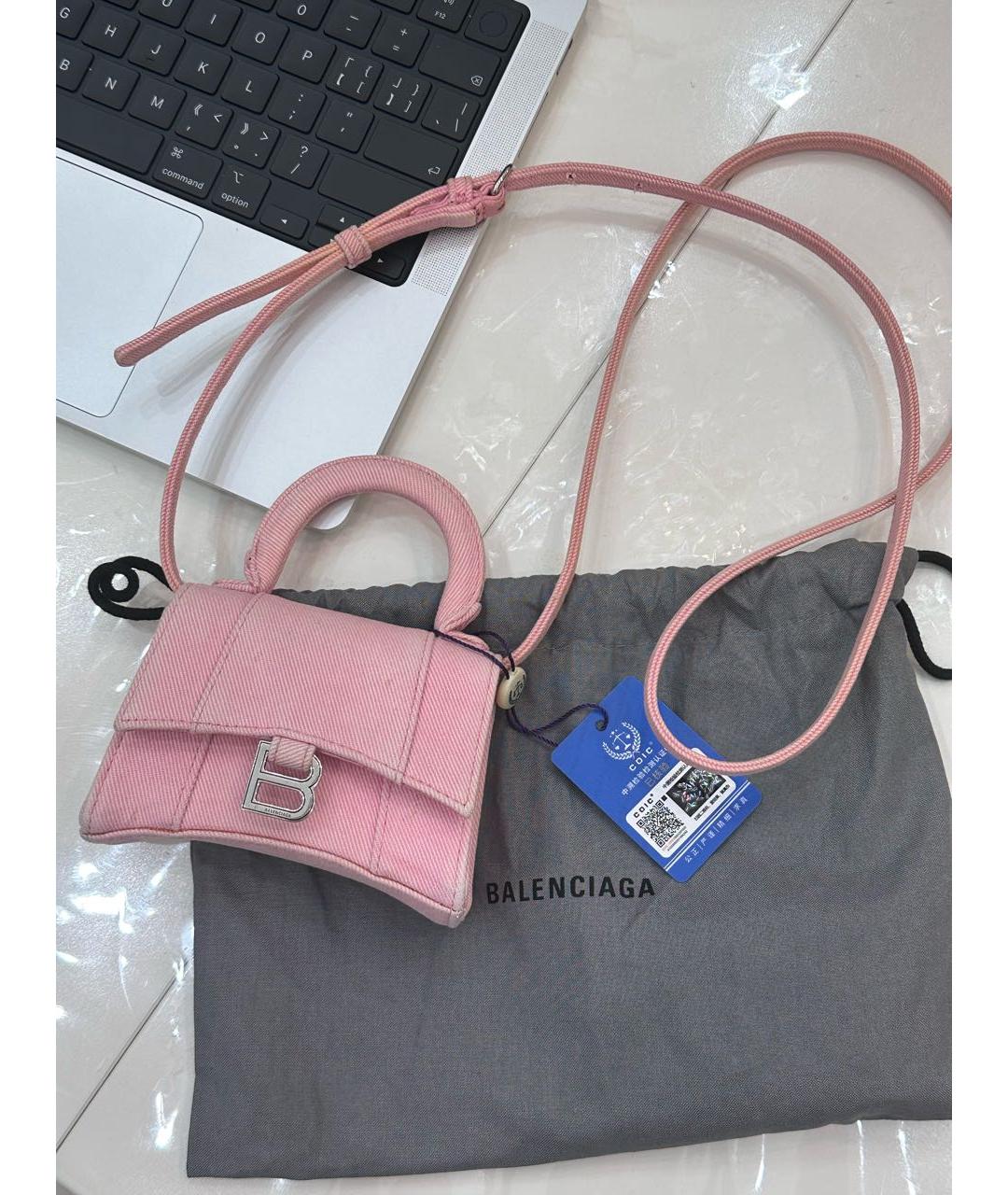 BALENCIAGA Розовая хлопковая сумка с короткими ручками, фото 7